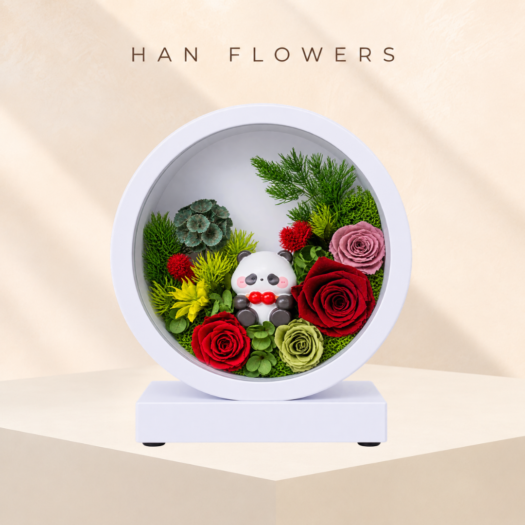 Panda Preserved Flower LED Bedside Lamp