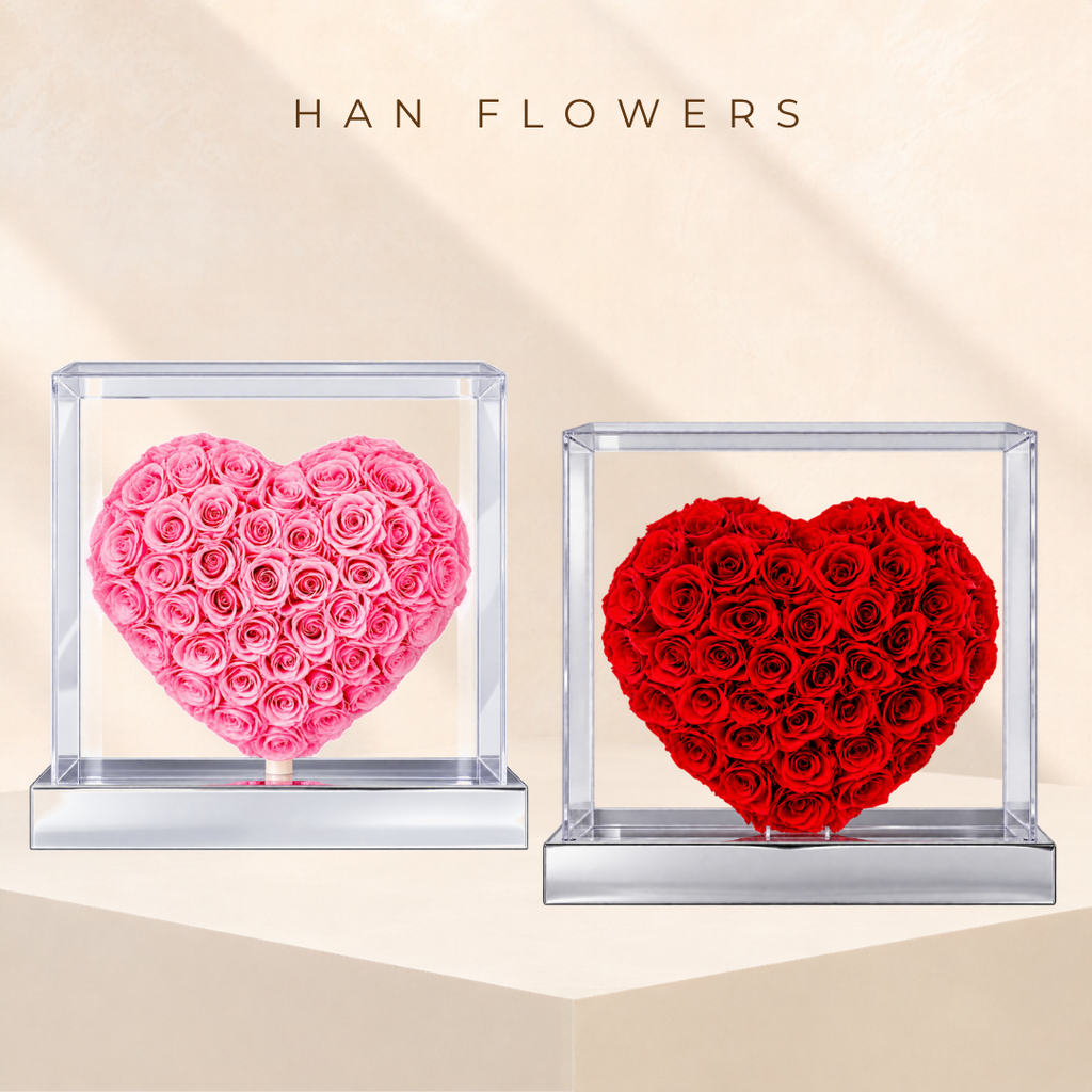 3D Heart-Shaped Preserved Rose Box