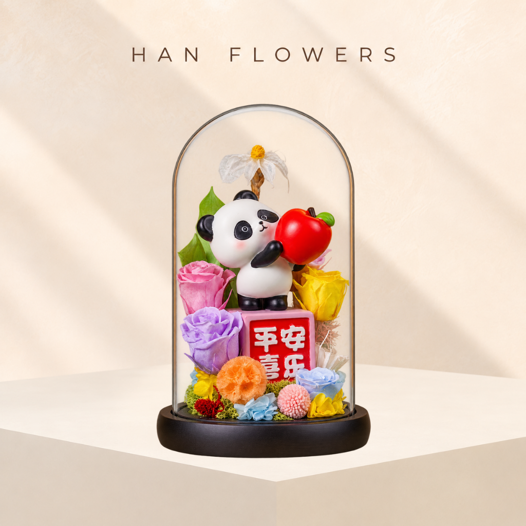 Panda Apple of Blessings Preserved Flowers