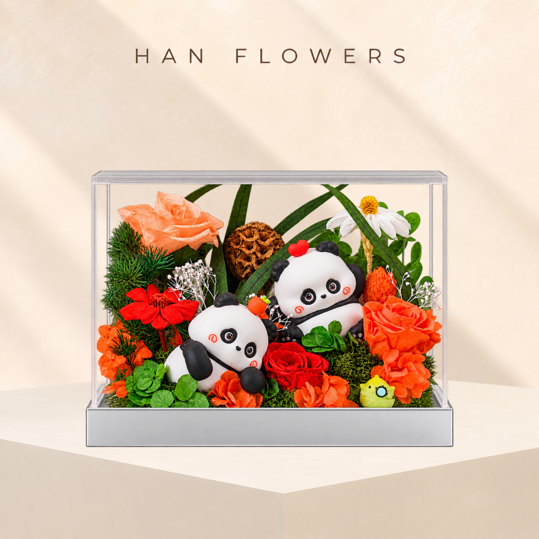 Happiness Panda Preserved Flower Gift Box