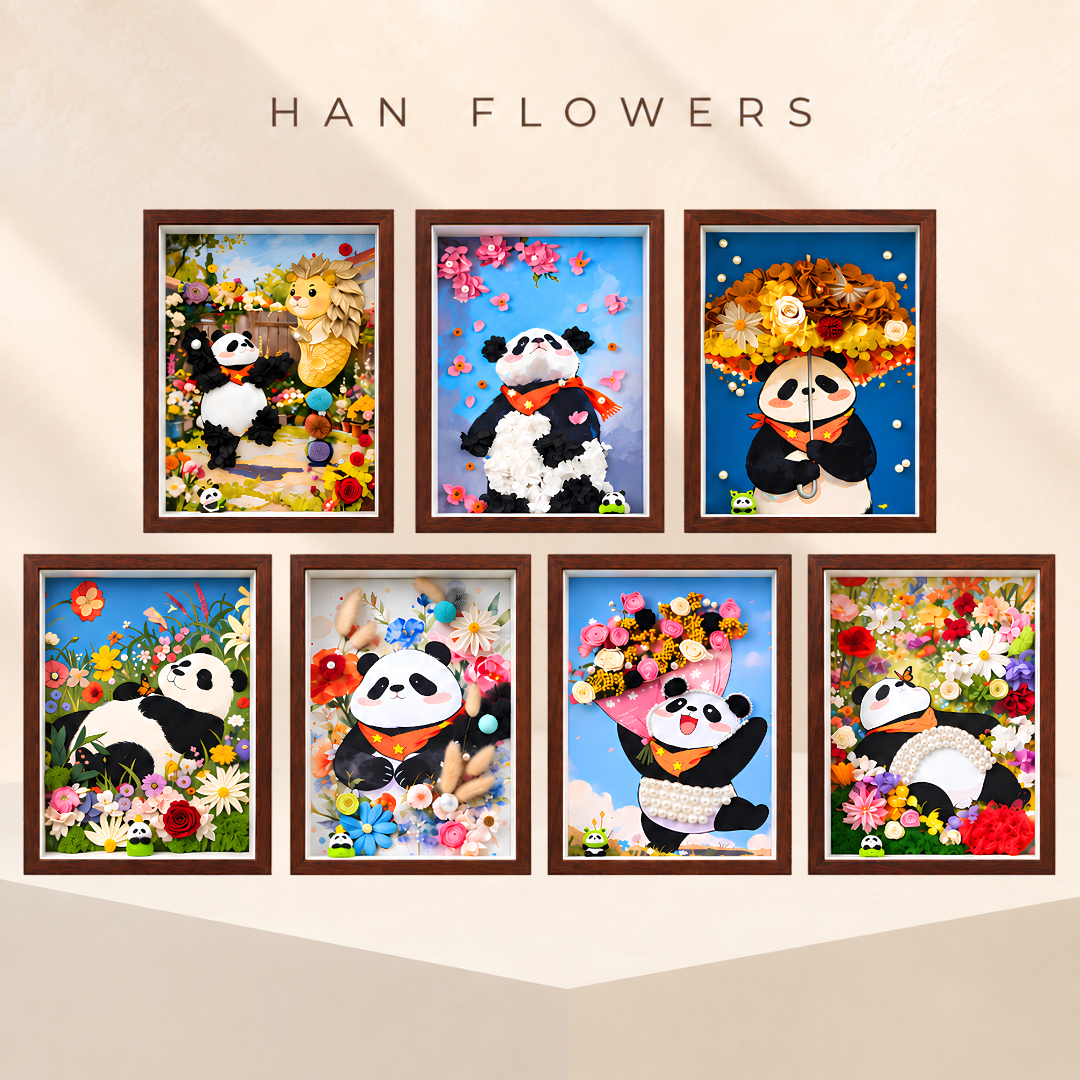 Panda Preserved Flower Photo Frame