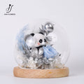 Preserved Flower Panda Fortune Design (Silver and LED Light)