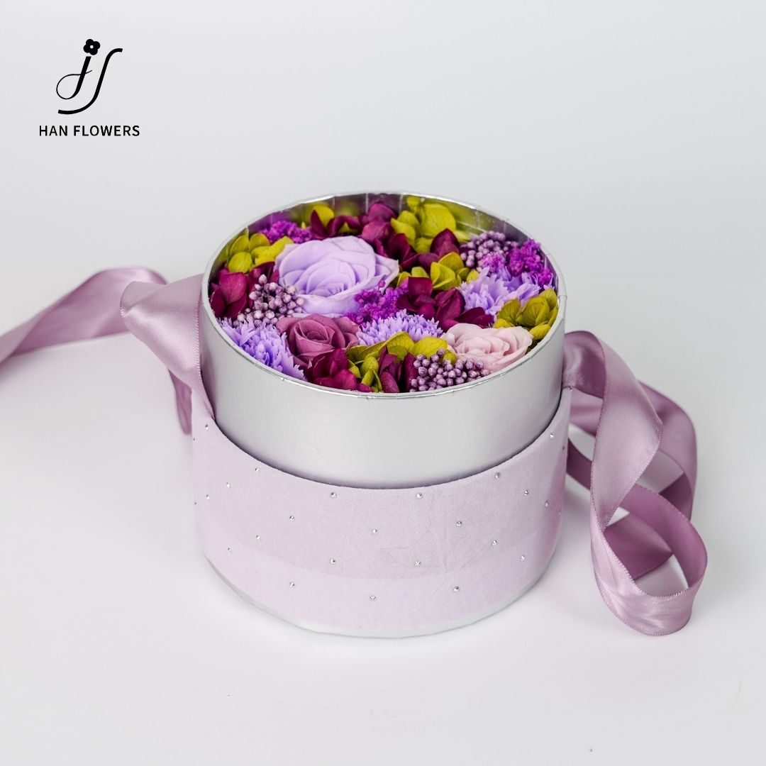 Purple Pink Preserved Flower Box