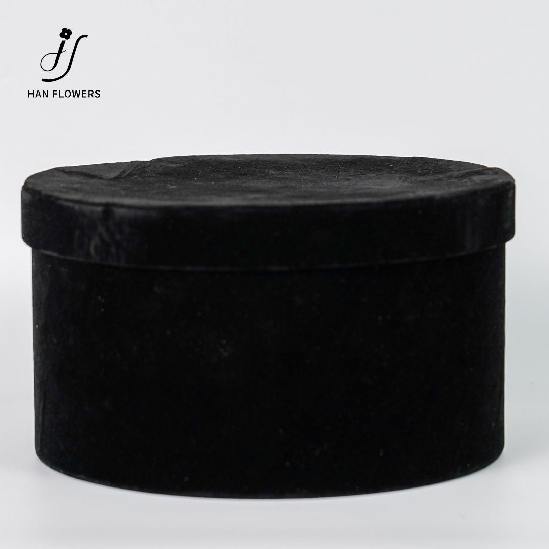 Preserved Flower in Black Velvet Round Box