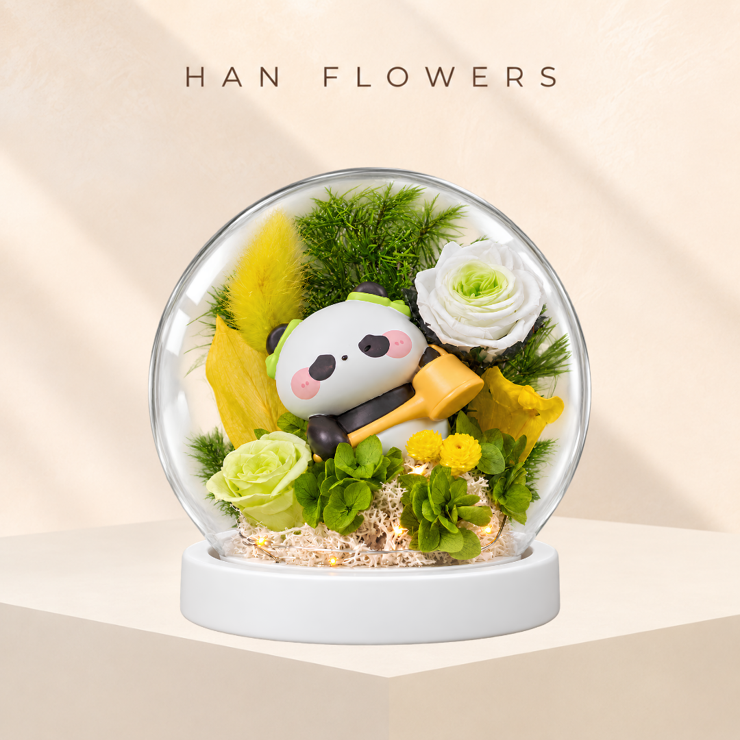 Tea-Pouring Panda LED Flower Dome