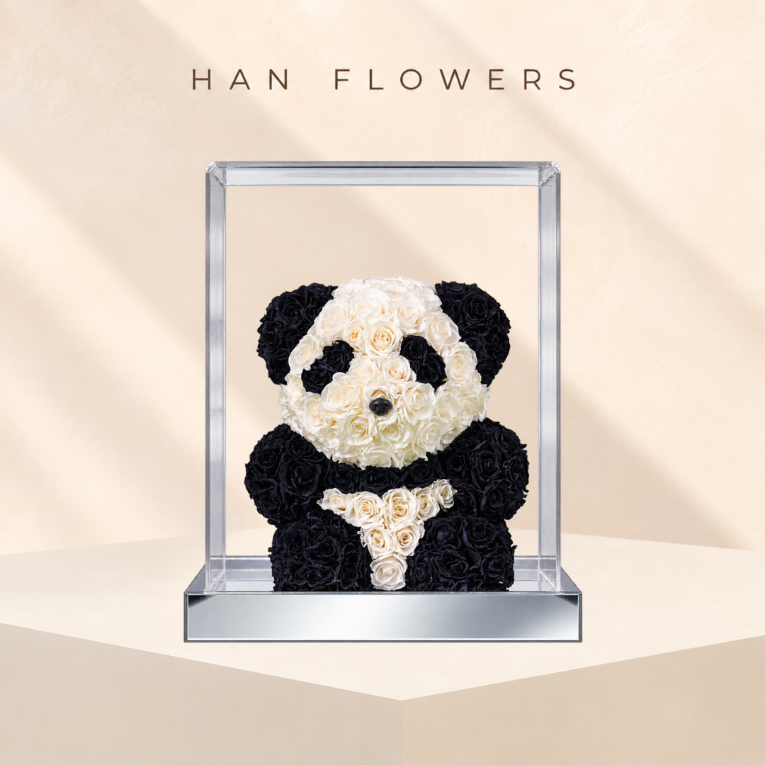Black & White Panda Preserved Roses