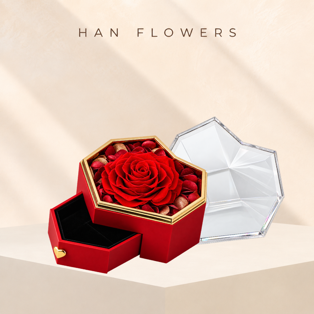 Preserved Rose Heart Jewellery Box