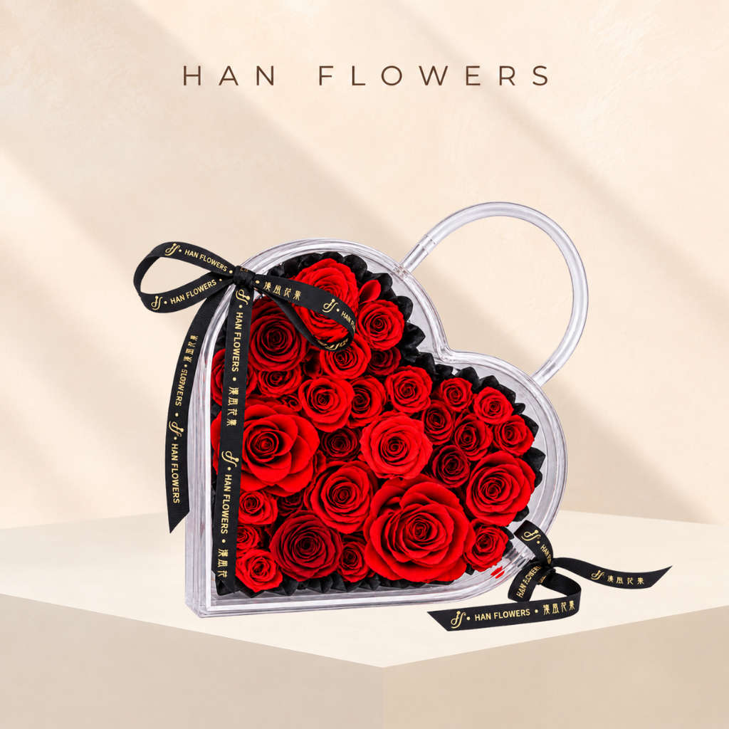 Heart-Shaped Preserved Rose Acrylic Box