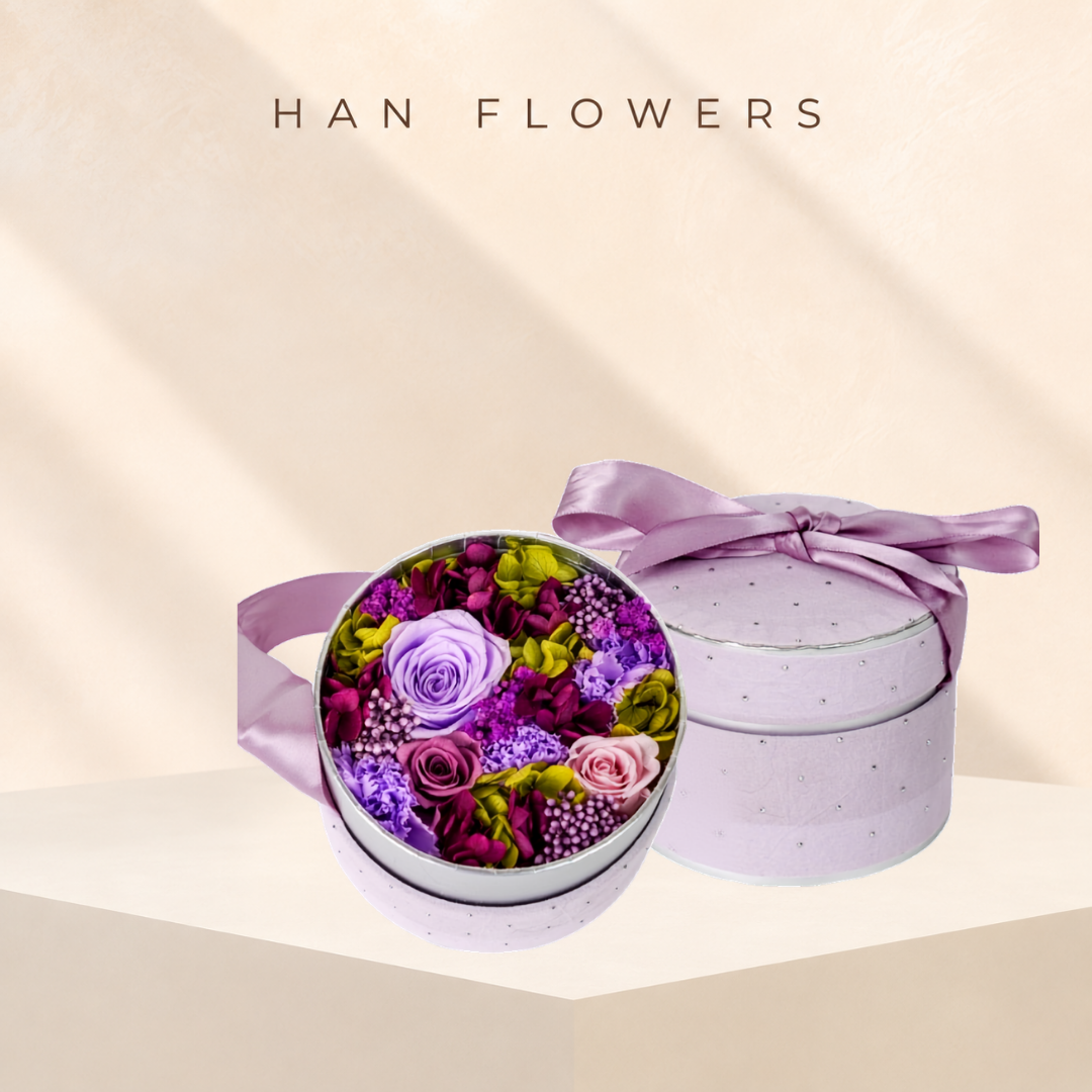 Purple Pink Preserved Flower Box