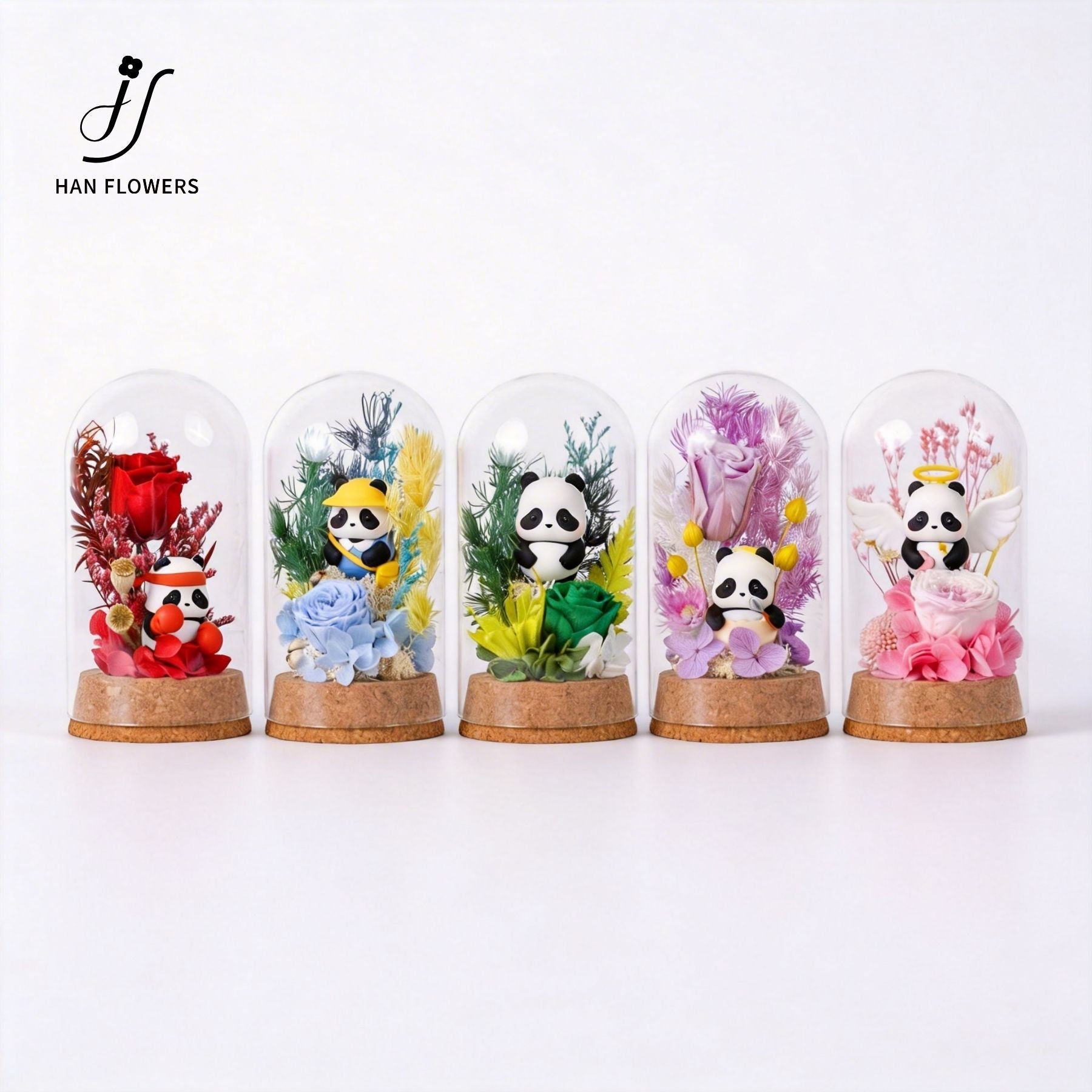 Preserved Flower Mini Panda Dome