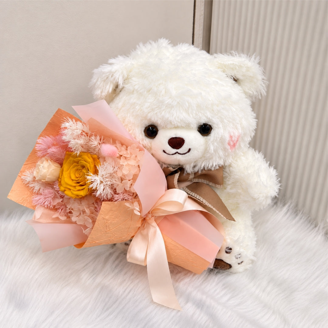 Teddy Blooms Peach Preserved Bouquet