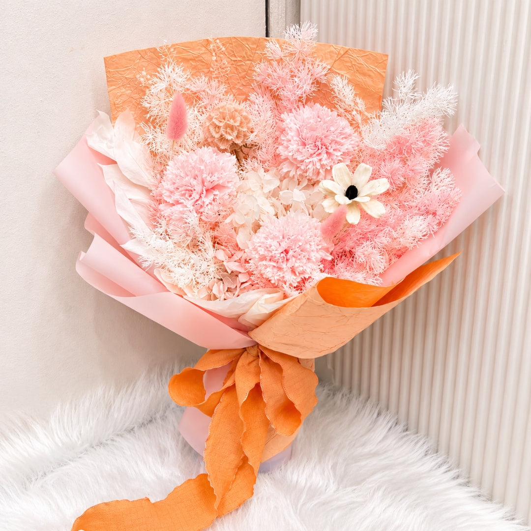 Apricot Reverie Carnation Preserved Bouquet (S)