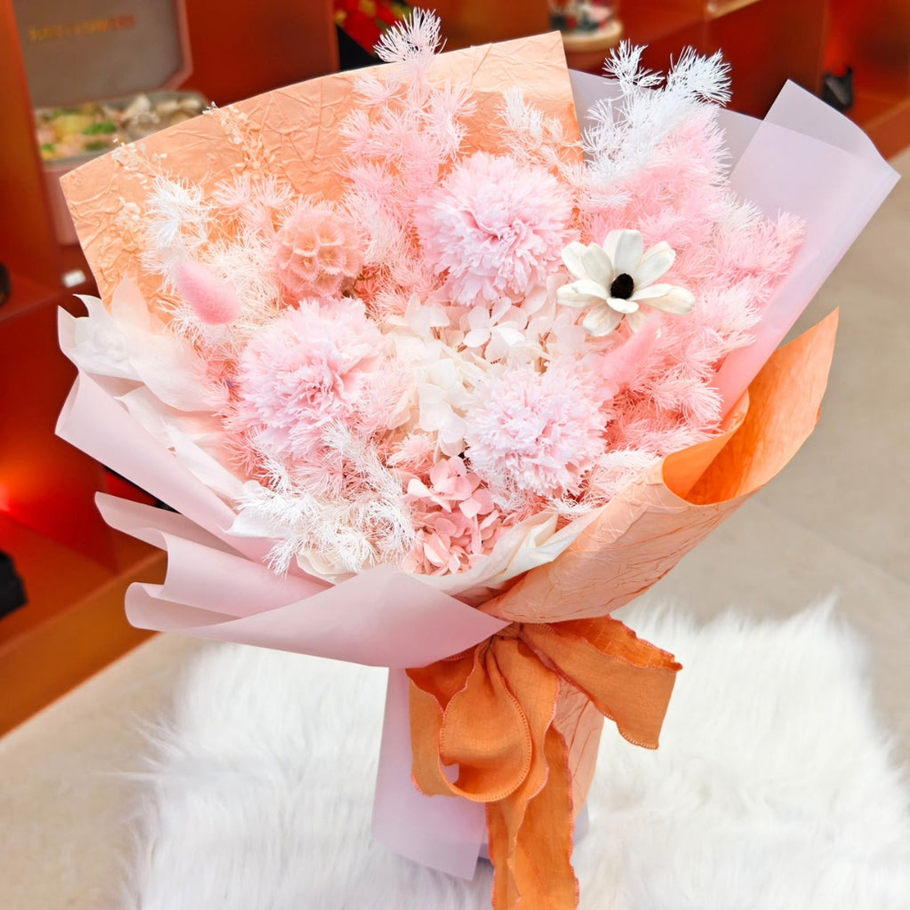 Apricot Reverie Carnation Preserved Bouquet (S)