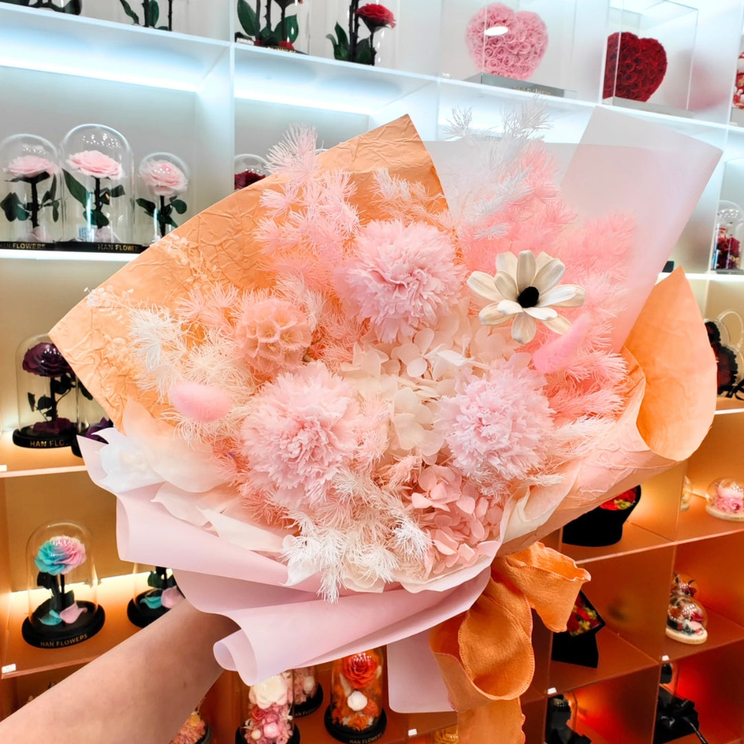 Apricot Reverie Carnation Preserved Bouquet (S)