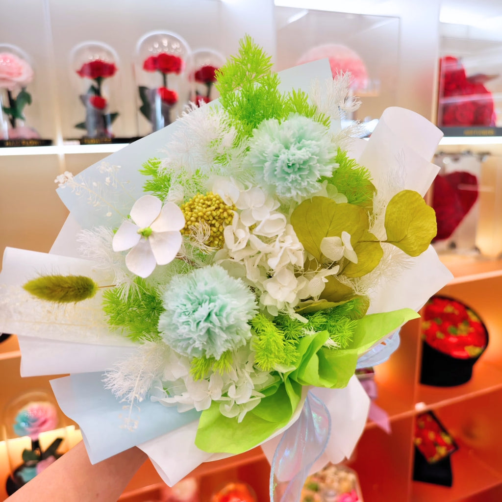 Jade Whisper Carnation Preserved Bouquet (S)