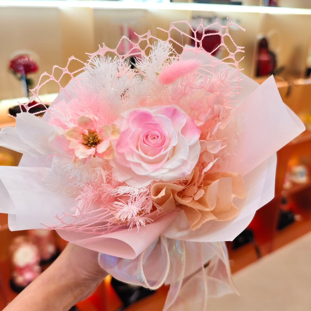 Pinky Pearl Preserved Bouquet (XS)