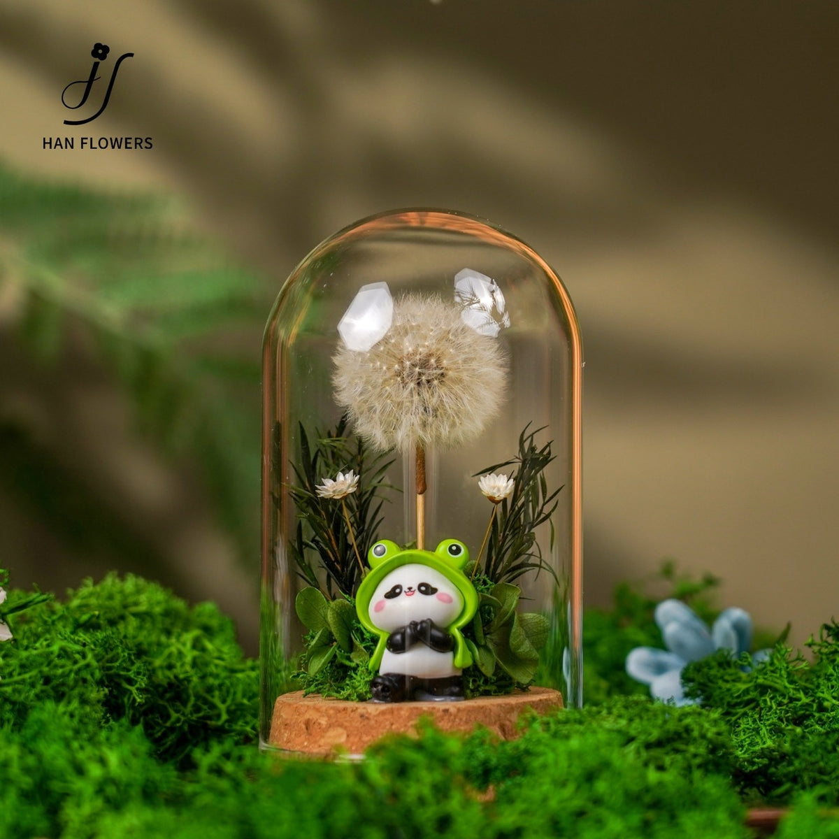 Mini Panda Preserved Flower Dome