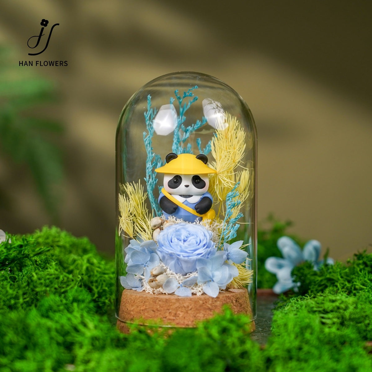 Mini Panda Preserved Flower Dome