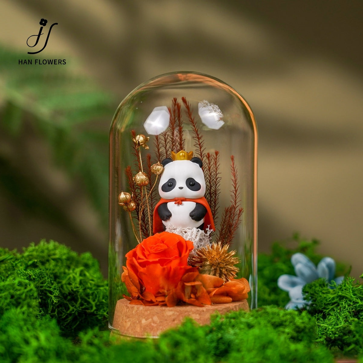 Mini Panda Preserved Flower Dome