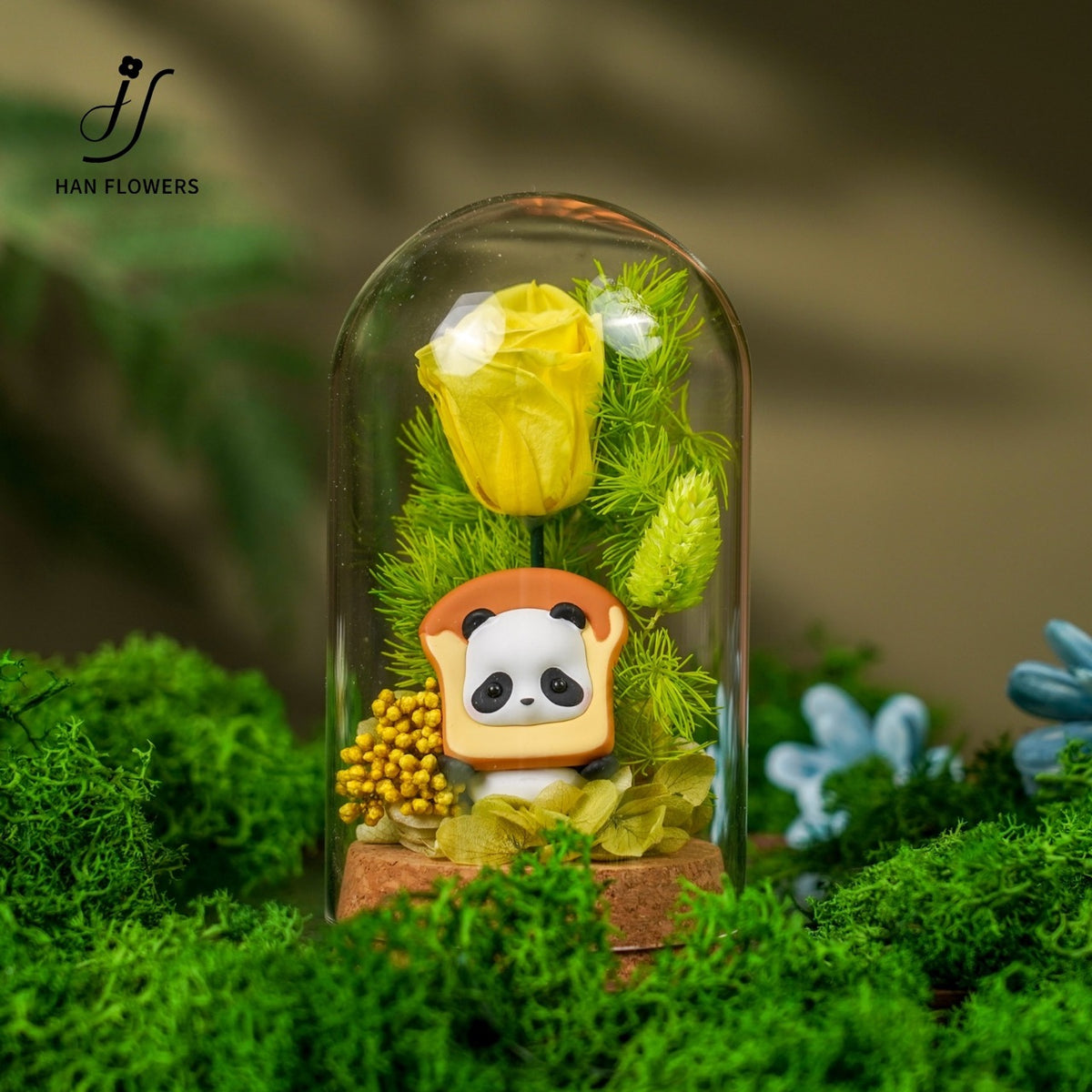 Mini Panda Preserved Flower Dome