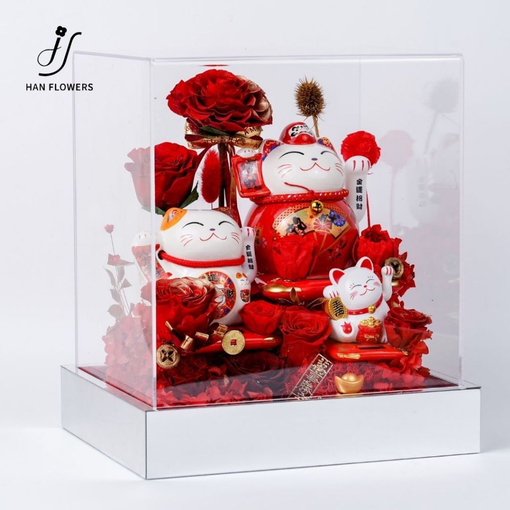 Red Lucky Cat Prosperity Ornament