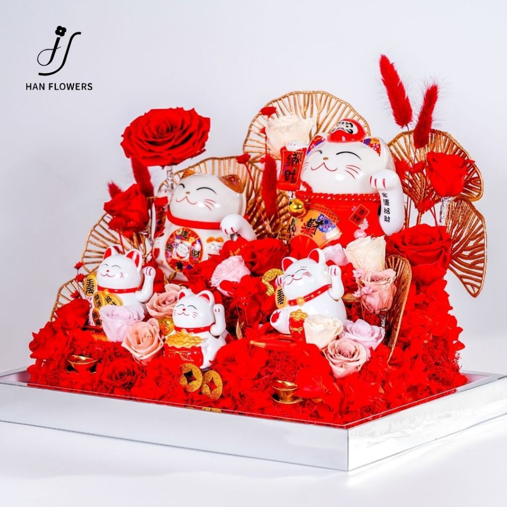 Five Blessings Lucky Cat Ornament