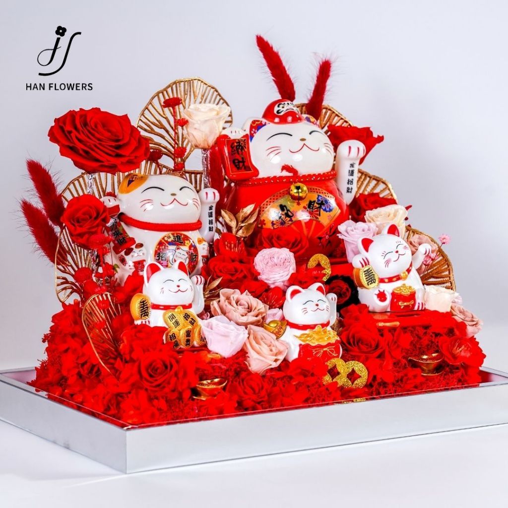 Five Blessings Lucky Cat Ornament