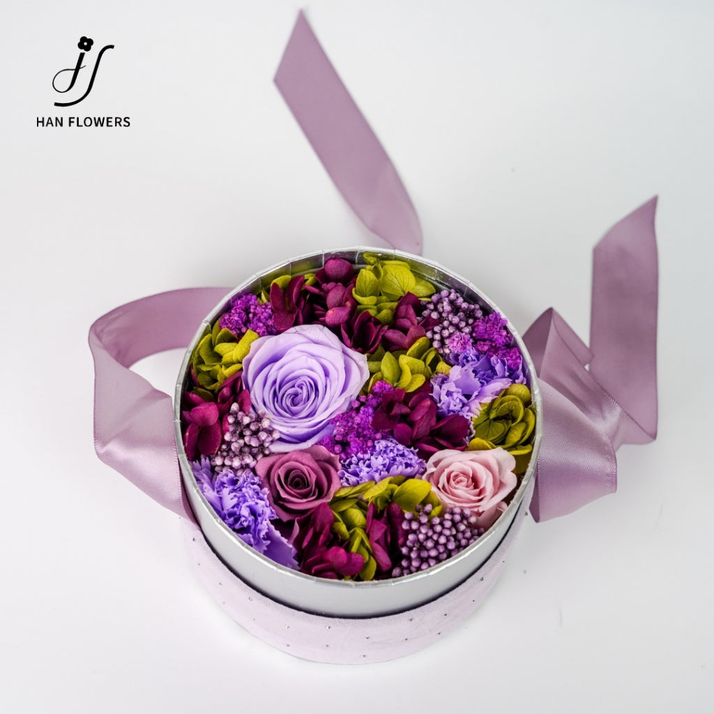 Purple Pink Preserved Flower Box