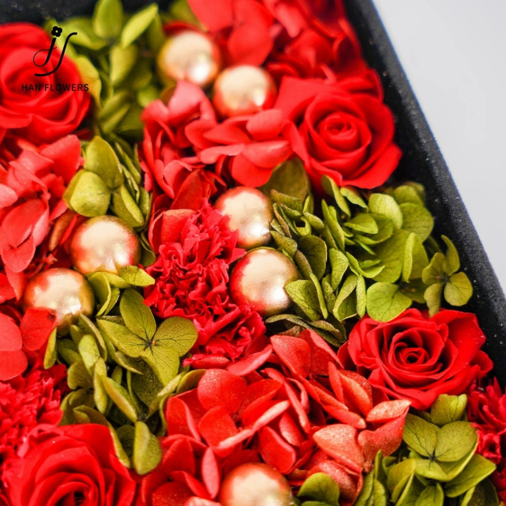 Preserved Rose in Black Velvet Square Box