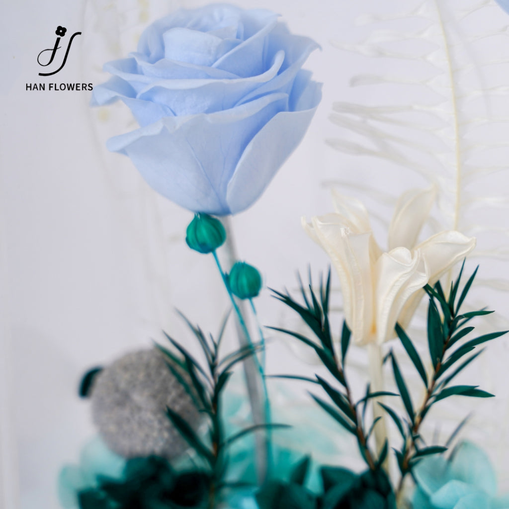 Minimalist Preserved Flower Cluster in Transparent Display Box