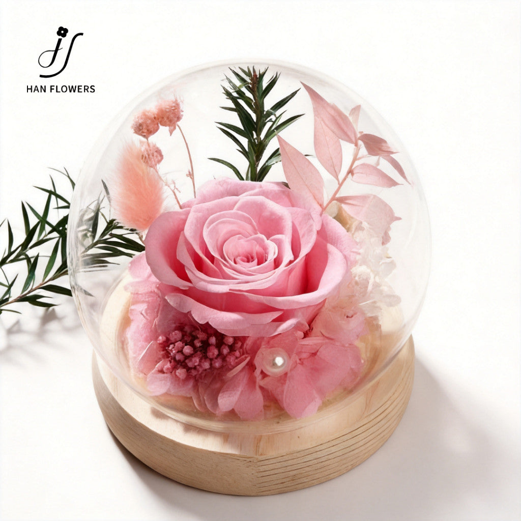 Preserved Rose with Floral Accents