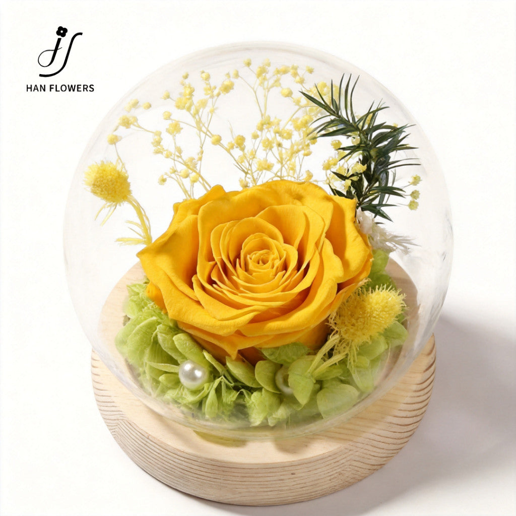 Preserved Rose with Floral Accents