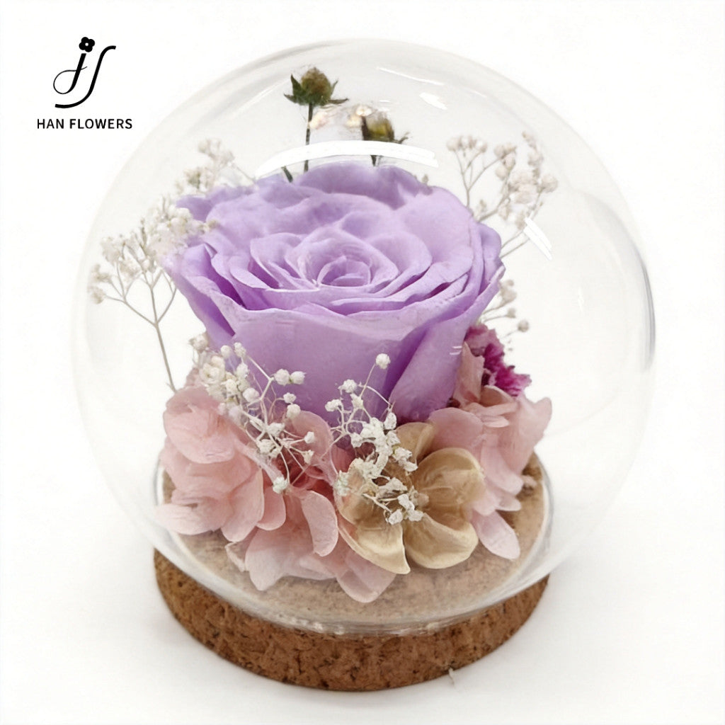 Preserved Rose with Floral Accents