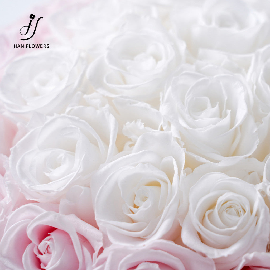 Misty Pink White Preserved Flower Bucket