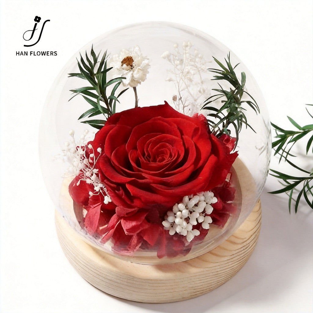 Preserved Rose with Floral Accents