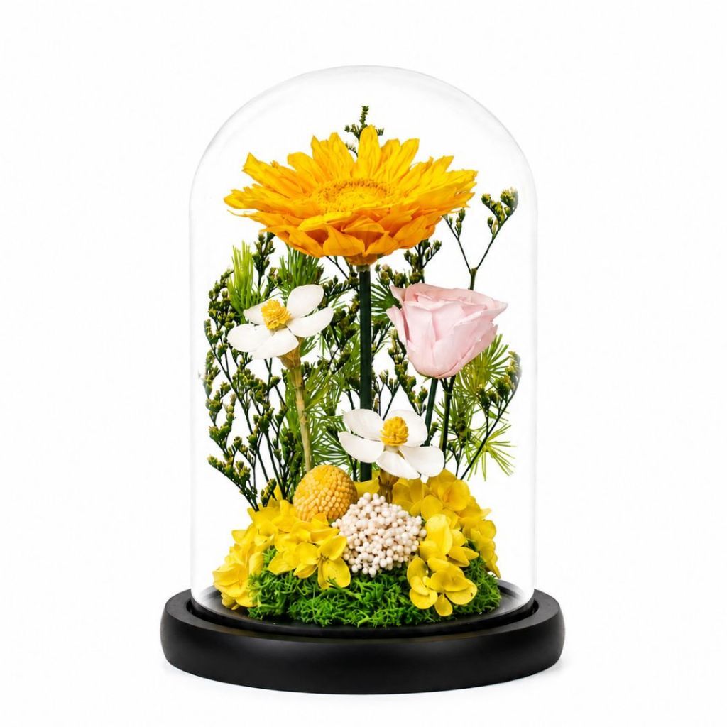 Preserved Sunflower Floral Dome