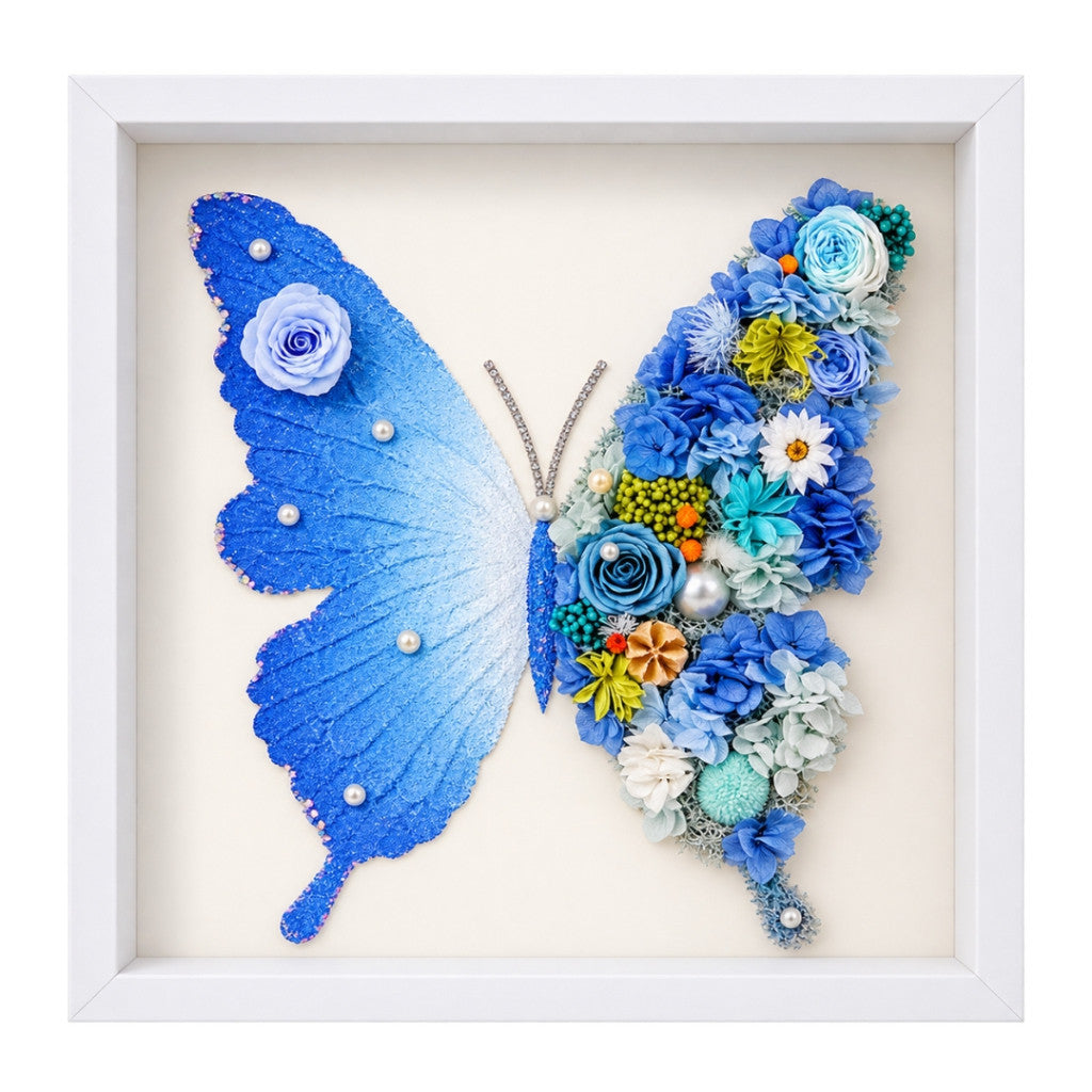 Preserved Floral Butterfly Frame