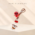 Glasses Dog Preserved Rose Bag Charm