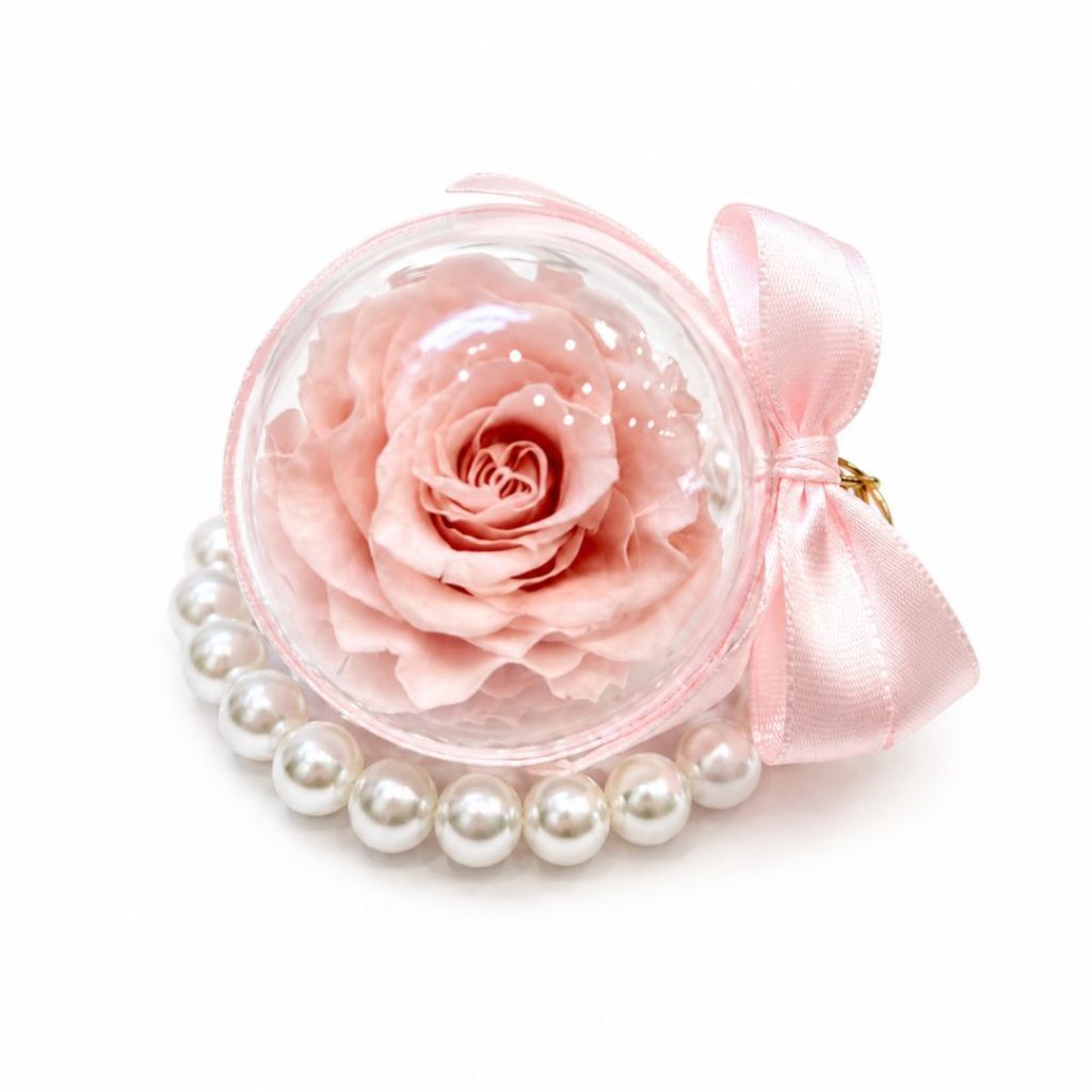 Pearl Bag Colourful Preserved Rose Charm