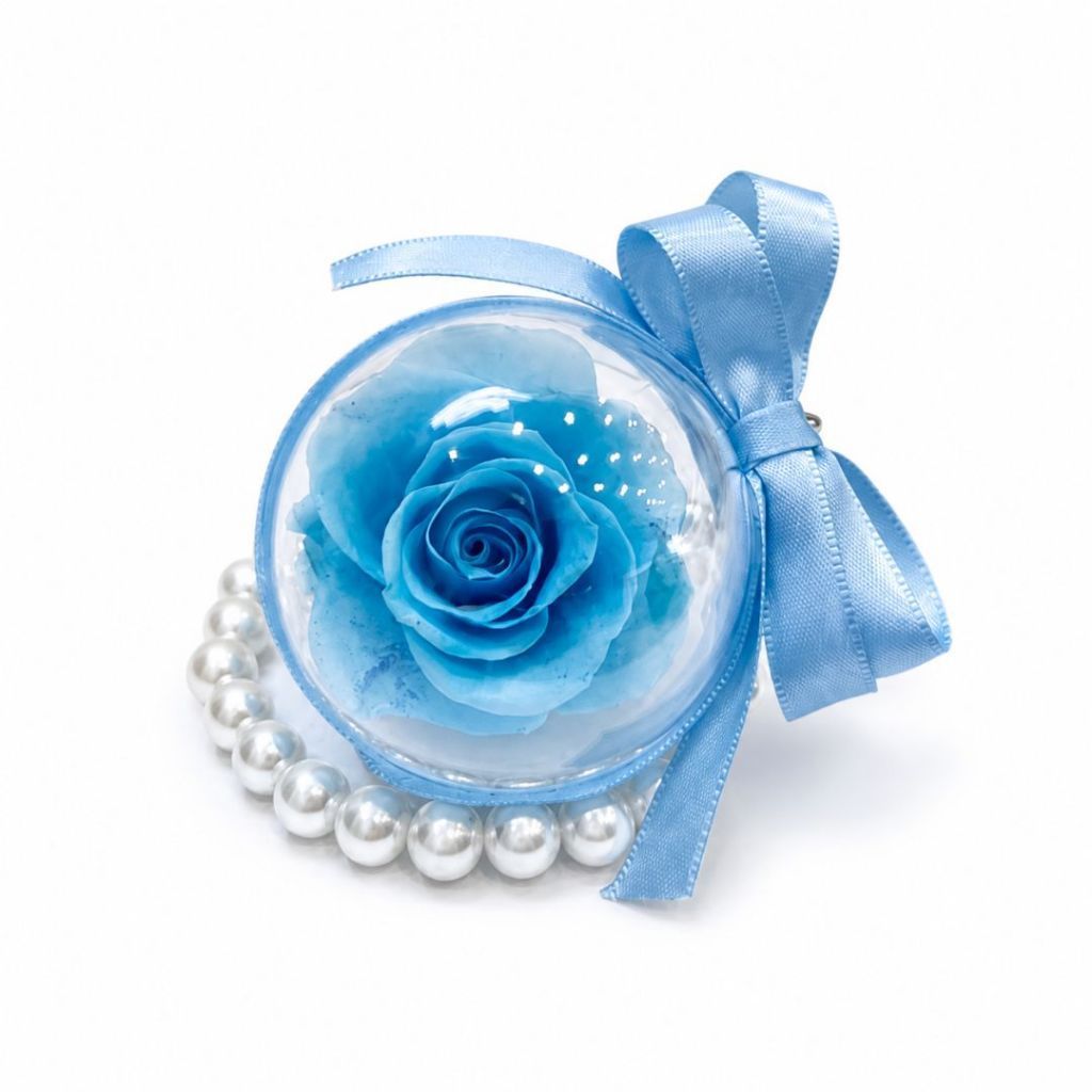 Pearl Bag Colourful Preserved Rose Charm