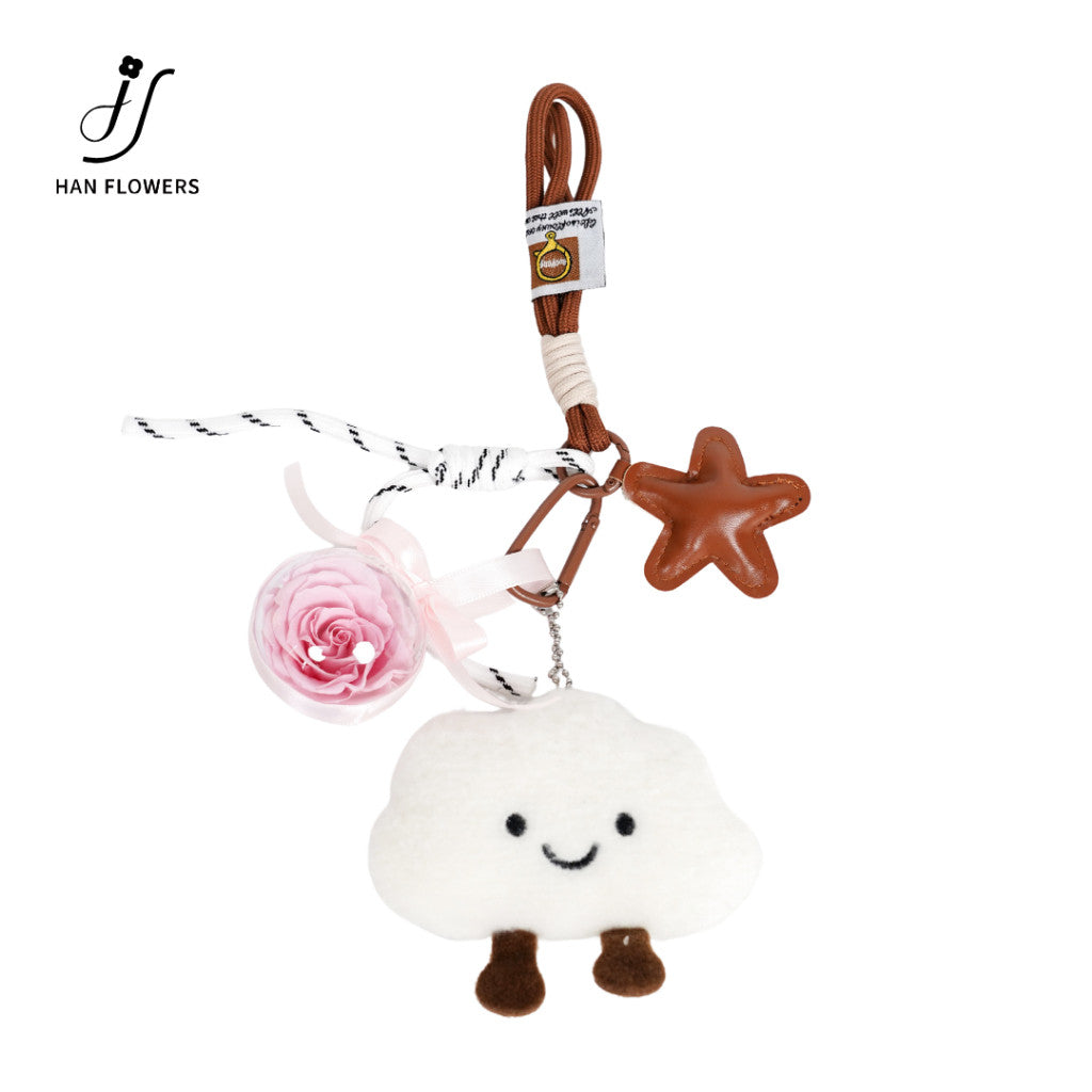 Star & Cloud Preserved Rose Bag Charm