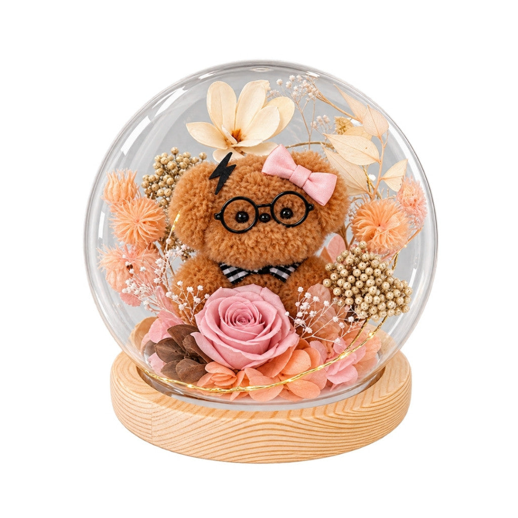 Preserved Floral Poodle Globe