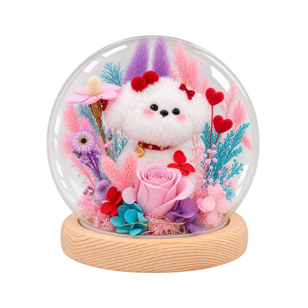 Preserved Floral Poodle Globe