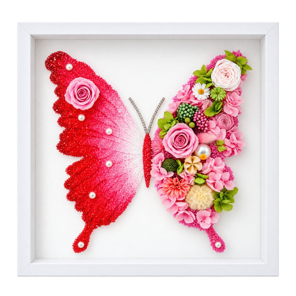 Preserved Floral Butterfly Frame