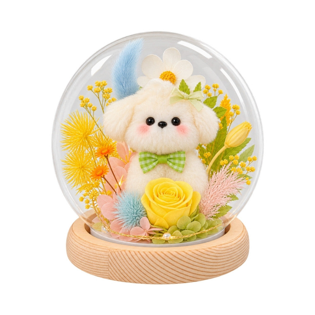 Preserved Floral Poodle Globe