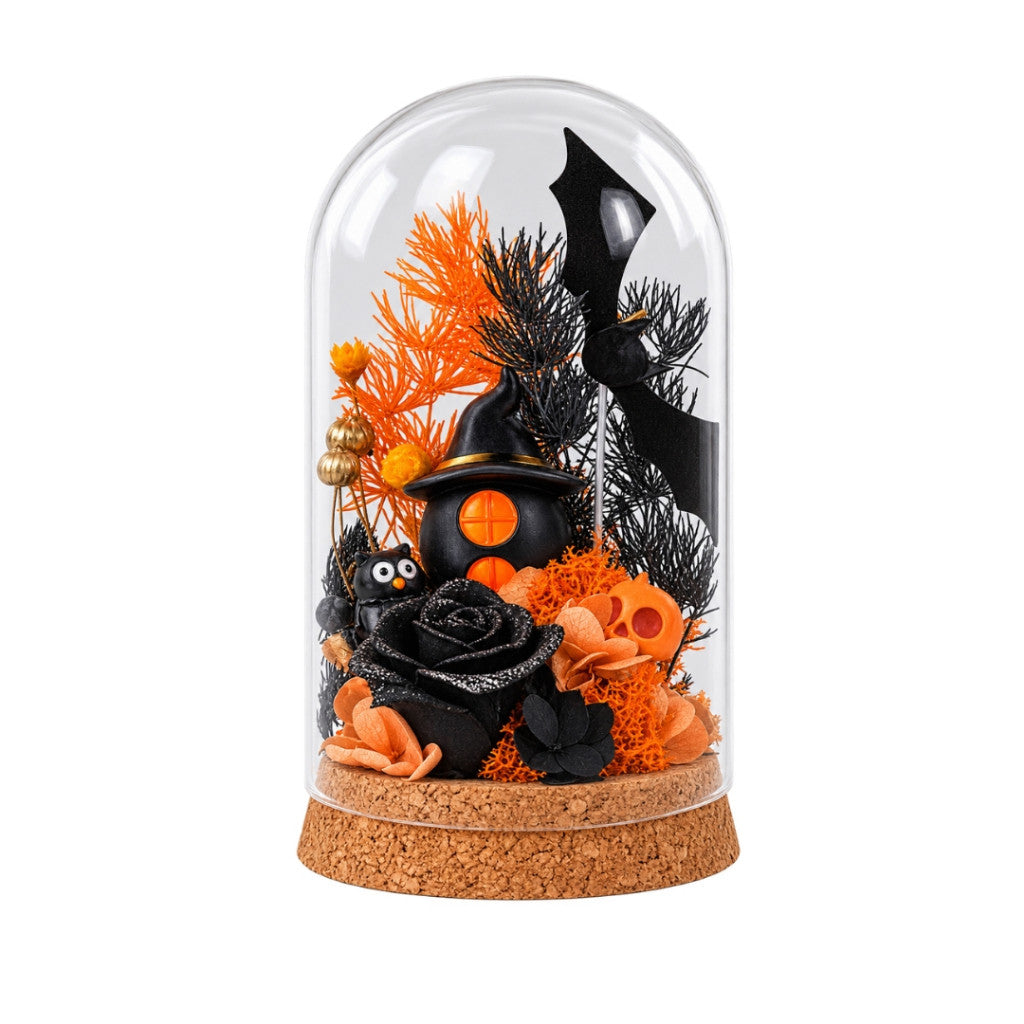 Preserved Floral Halloween Dome