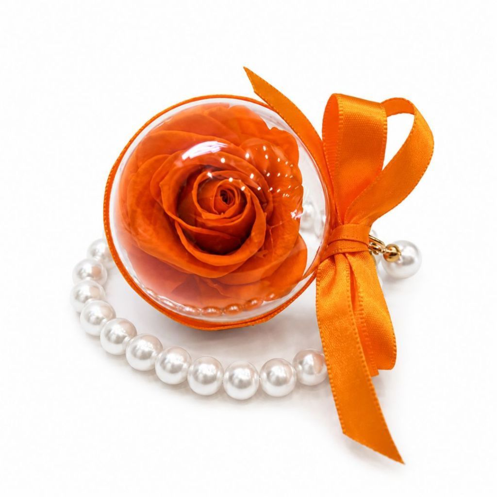 Pearl Bag Colourful Preserved Rose Charm