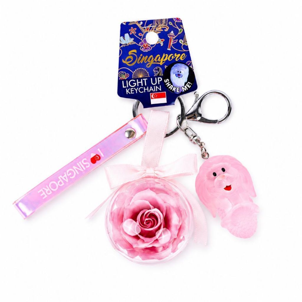 Merlion Preserved Rose Keychain