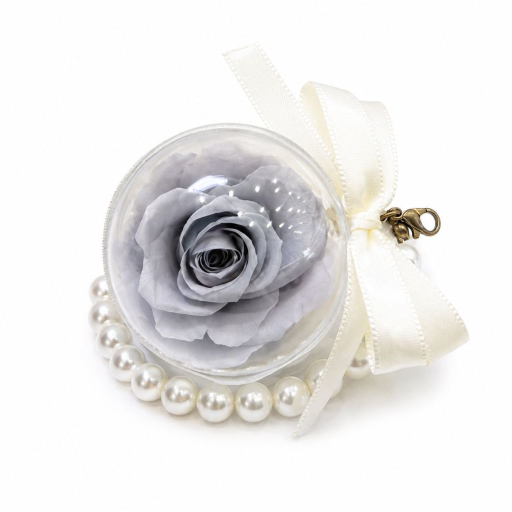 Pearl Bag Colourful Preserved Rose Charm