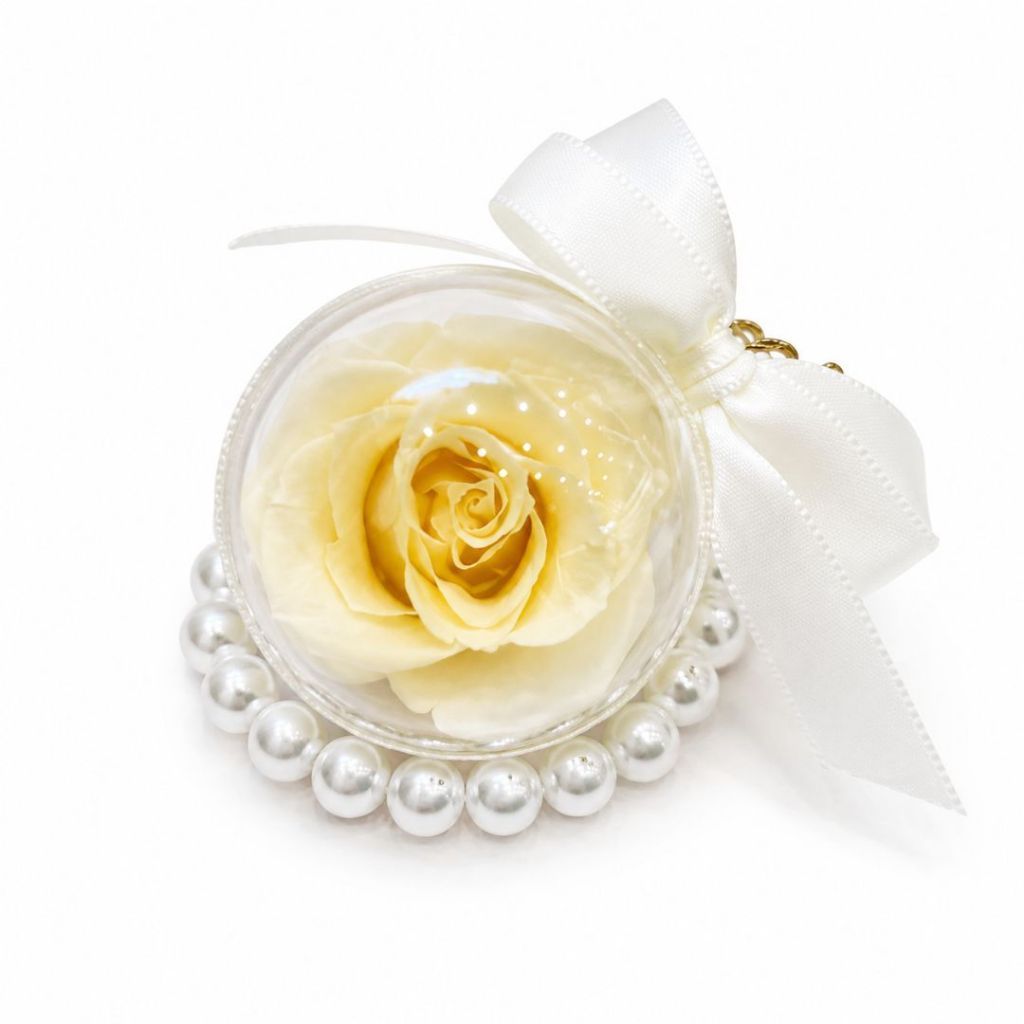 Pearl Bag Colourful Preserved Rose Charm